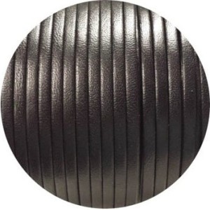 Cordon de cuir plat de 3mm noir-vente au cm-Premium