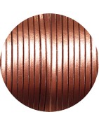 Cordon de cuir plat 3mm or rose métal vendu à la coupe au cm