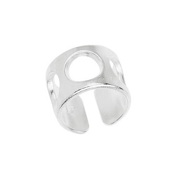 Bague 3 ronds ajourés en étain plaqué argent 10microns blanc brillant