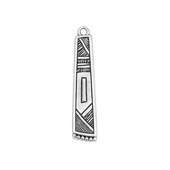 Pendentif rectangle tribal de 37mm en métal placage argent