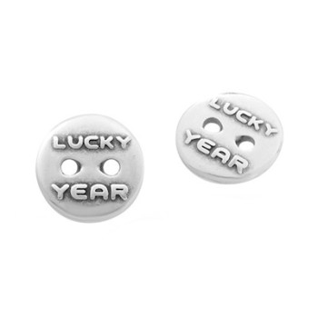 Bouton en métal lucky year de 16mm placage argent