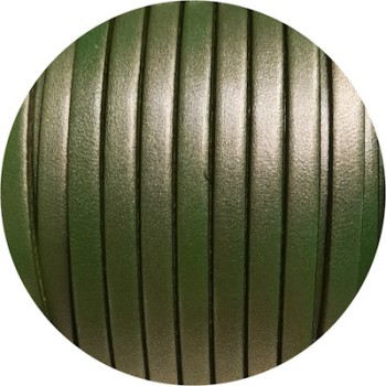 Cuir plat de 5mm vert olive nacré en vente au cm