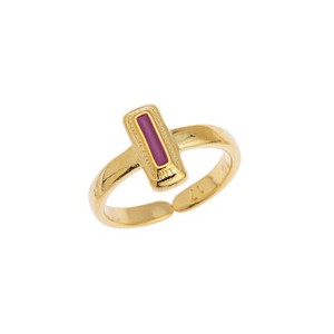Bague anneau avec émail rose en métal couleur or