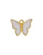 Pendentif papillon émaillé blanc nacré