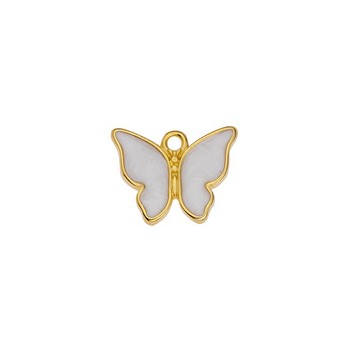 Pendentif papillon émaillé blanc nacré