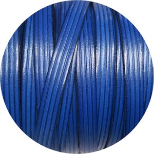 Cuir plat de 10mm fantaisie bleu électrique avec 3 rainures en vente au cm