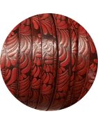 Cuir plat de 10mm fantaisie avec relief floral rouge flamme en vente au cm