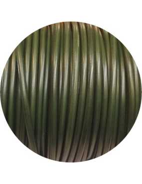 Lacet de cuir rond vert militaire de 4mm-Espagne-Premium