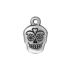 Pampille calavera de 19mm en métal placage argent