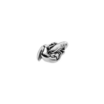 Passant homard en zamak placage argent pour cuir plat de 10mm