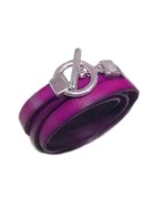 Superbe bracelet triple tour en kit avec du cuir plat de 10mm magenta