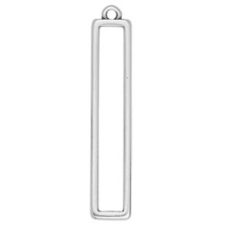 Pampille long rectangle ajouré de 39mm en métal placage argent
