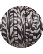 Cuir plat 5mm fantaisie impression vagues noires-vente au cm