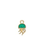 Pendentif pieuvre émaillée turquoise en métal couleur or