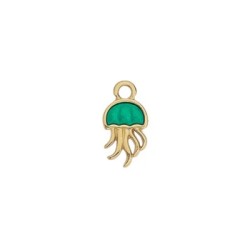 Pendentif pieuvre émaillée turquoise en métal couleur or Pendentif pieuvre émaillée turquoise en métal couleur or
