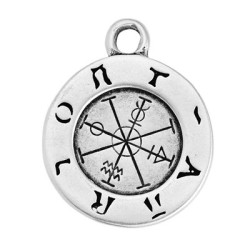Boussole viking de 45mm en métal placage argent Boussole viking de 45mm en métal placage argent