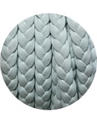 Cordon de cuir plat tresse 5mm aquamarine vendu au mètre