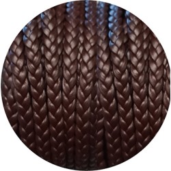 Cordon de cuir plat tresse 5mm marron foncé version 2 en vente au cm