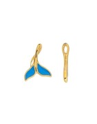 Pendentif queue de poisson émaillée bleue en métal couleur or