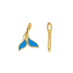 Pendentif queue de poisson émaillée bleue en métal couleur or