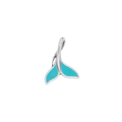 Pendentif queue de poisson émaillée turquoise en métal placage argent Pendentif queue de poisson émaillée turquoise en métal placage argent