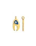 Pendentif pince de homard émaillée marine et œil en métal couleur or