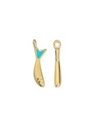 Pendentif poisson émaillée turquoise en métal couleur or
