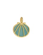 Coquille Saint-Jacques émaillée turquoise en métal couleur or