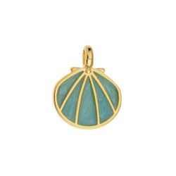 Coquille Saint-Jacques émaillée turquoise en métal couleur or Coquille Saint-Jacques émaillée turquoise en métal couleur or