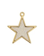 Pendant étoile en métal couleur or, émaillée glitter beige