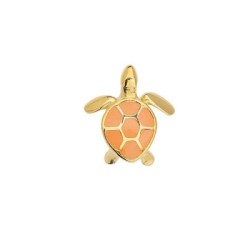 Pendentif tortue émaillée corail en métal couleur or