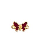 Intercalaire papillon émaillé rouge de 17mm en métal couleur or