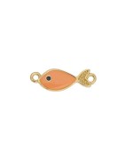 Intercalaire poisson émaillée corail en métal couleur or