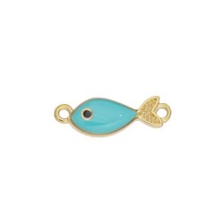 Intercalaire poisson émaillée turquoise en métal couleur or Intercalaire poisson émaillée turquoise en métal couleur or