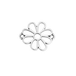 Intercalaire fleur ajourée de 19mm en métal placage argent