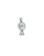 Pendentif grenade émaillée avec œil en métal placage argent