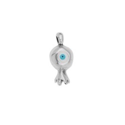 Pendentif grenade émaillée avec œil en métal placage argent