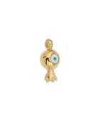 Pendentif grenade émaillée avec œil en métal couleur or