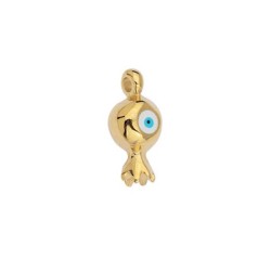 Pendentif grenade émaillée avec œil en métal couleur or