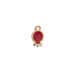 Pendentif grenade émaillée rouge en métal couleur or