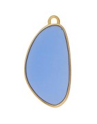 Pendant ovale en métal couleur or, émaillé bleu