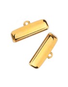 Paire d'embouts a coller en métal couleur or pour cuir plat de 20mm