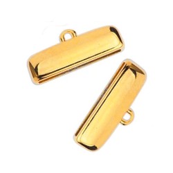 Paire d'embouts a coller en métal couleur or pour cuir plat de 20mm Paire d'embouts a coller en métal couleur or pour cuir plat de 20mm
