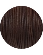 Cuir rond de 2mm, marron foncé brut fabriqué en Espagne