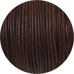 Cuir rond de 2mm, marron foncé brut fabriqué en Espagne