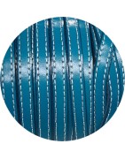 Cuir plat de 10mm turquoise coutures blanches en vente au cm-Premium