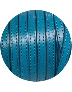 Cuir plat de 10mm turquoise coutures au ton en vente au cm-Premium