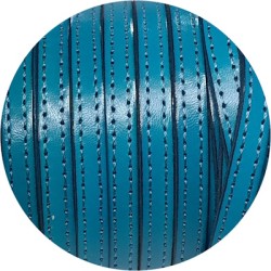 Cuir plat de 10mm turquoise coutures au ton en vente au cm-Premium