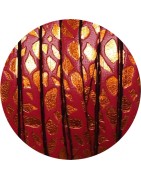 Cuir plat de 5mm fantaisie avec relief framboise et orange en vente au cm
