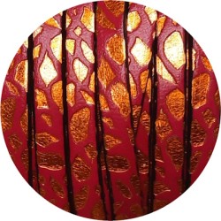 Cuir plat de 5mm fantaisie avec relief framboise et orange en vente au cm